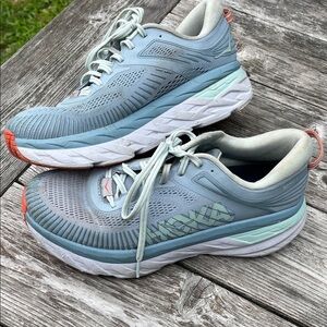 Hoka Women's Gray and Coral Athletic Shoes
